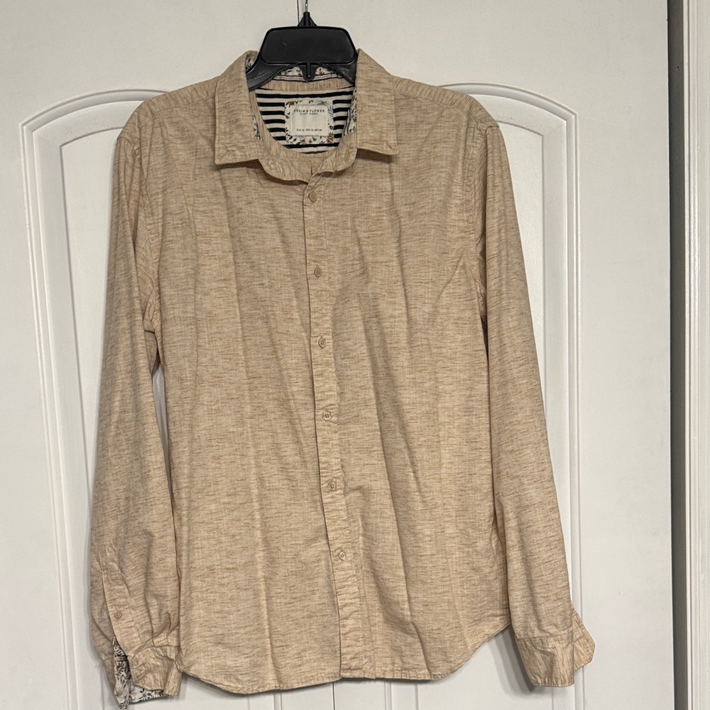 Denim & Flower Tan Casual Button-Down Shirt